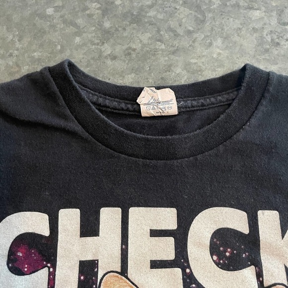 Check Meowt Cat Tee Shirt 80s Retro Outer Space Stars Galaxy Black Womens Large - Picture 3 of 12